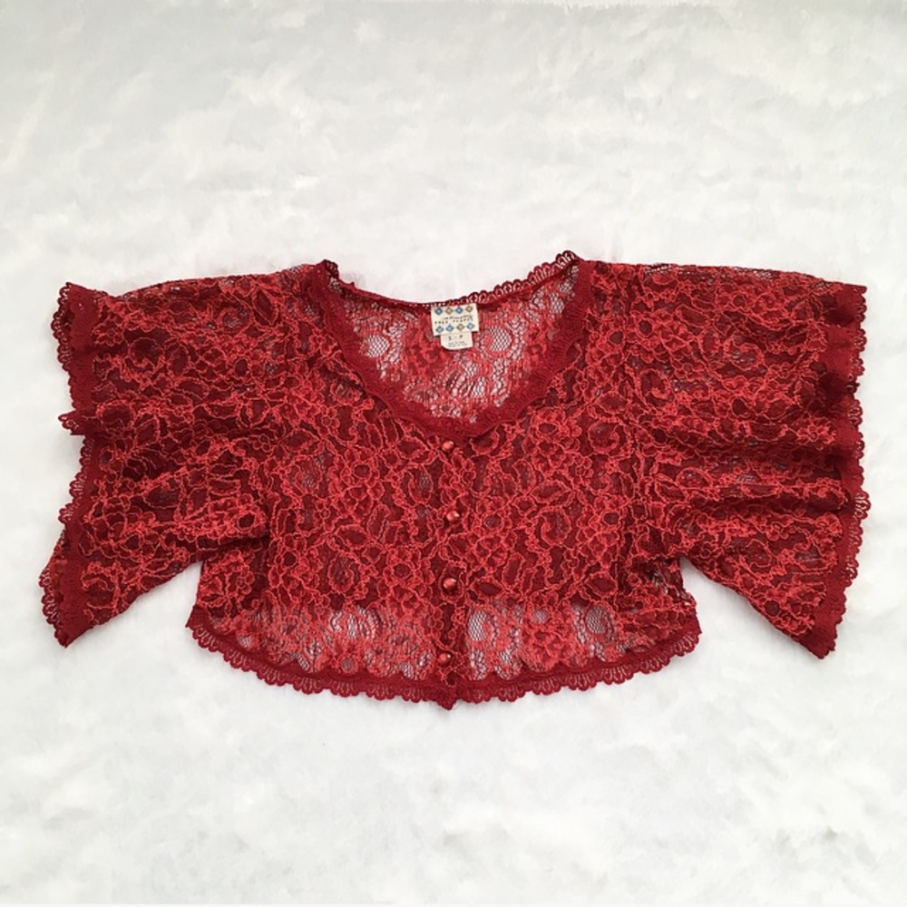 Like New Intimately Free People Red Lace Top - Picture 1 of 6